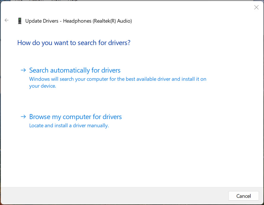select how to update driver